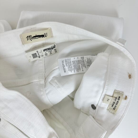 Madewell Kick Out Crop Jeans Pure White Stretch Mid Rise Flare Denim US 24 NWT - Picture 8 of 13
